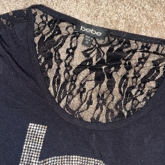 BEBE Sequins Lace Tee - Picture 3 of 4